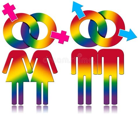 Gay And Lesbians Relationship Rainbow Colored Symbols Stock Illustration Illustration Of