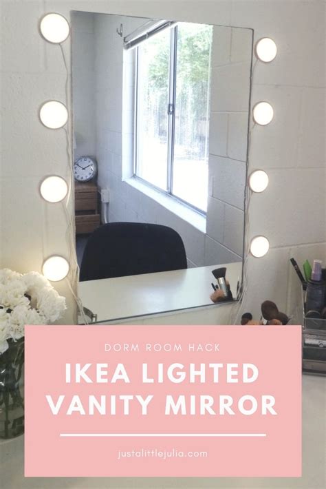 The jerdon hl88cl 8.5 in. IKEA Lighted Mirror Vanity Dorm Room Hack - Just a Little Julia (dorm room, lighted vanity ...