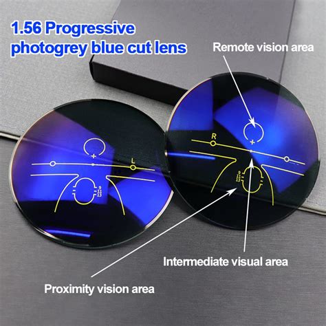 1 56 Resin Uc Hc Hmc Shmc Uv420 Blue Cut Lens Multifocal Progressive Photochromic Grey