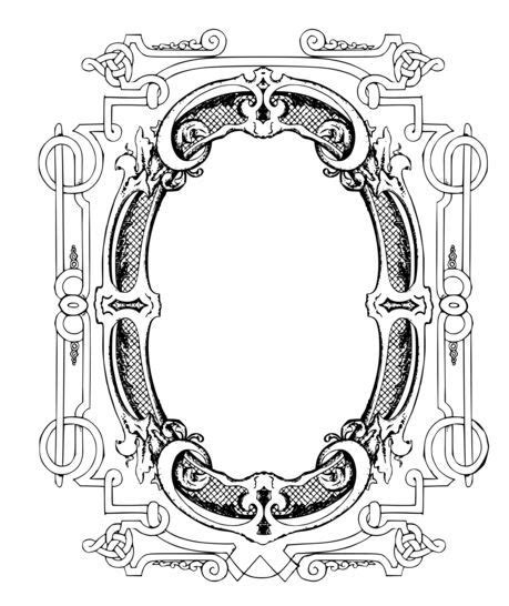 The vector for christmas printable labels set. antique frame, adult coloring. add an initial or picture ...