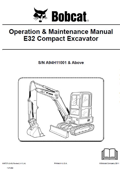 Bobcat E32 Compact Excavator Repair Service Manual