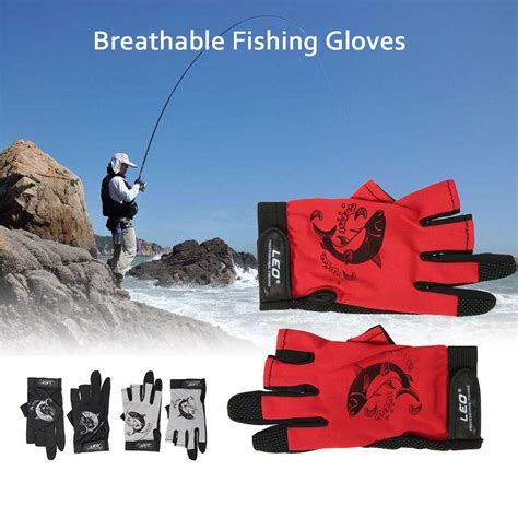 1 Pair 3 Fingerless Fishing Gloves Breathable Quick Drying Anti Slip