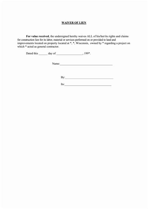 Printable Lien Waiver Form Customize And Print