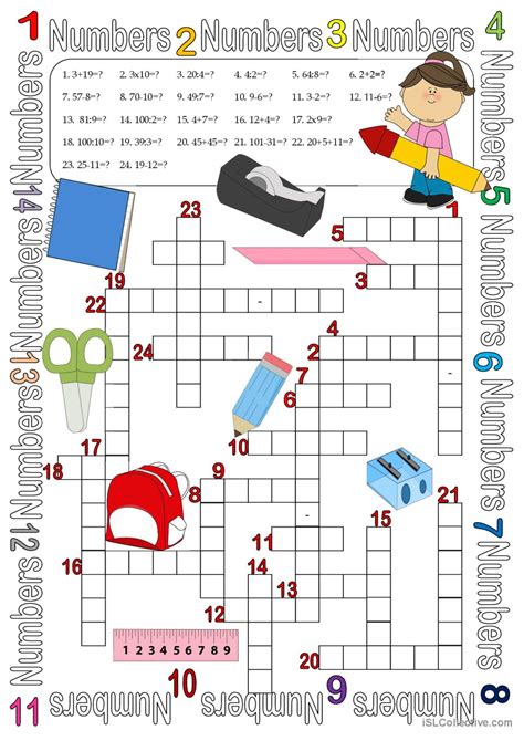 Crossword On Numbers Crossword English Esl Worksheets Pdf And Doc