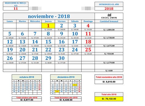 Calendario Anual Plantilla Para Control De Ingresos Y Gastos Excel 2win