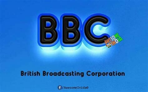 The Words British Broadcasting Corporation Are Lit Up Against A Blue