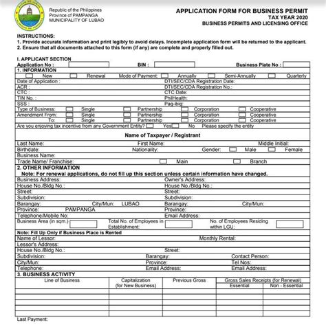 Business Permit Application Form