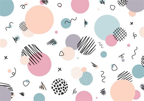 Abstract Hand Drawn Circles With Line Pattern Memphis Style Pastel