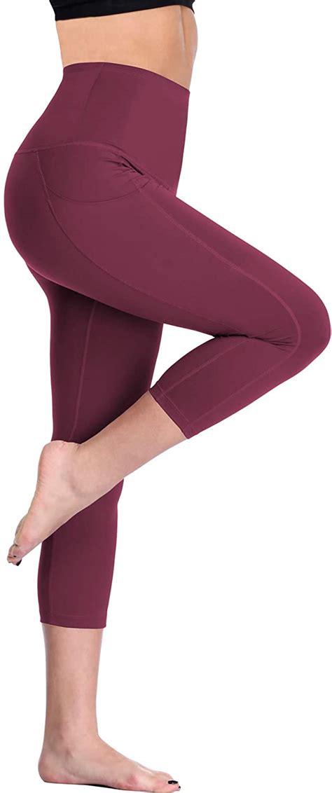 Neleus Womens Tummy Control High Waist Capri Leggings Yoga Pants With