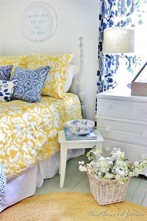 Blue And Yellow Farmhouse Bedroom Thistlewood Farm