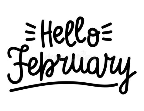 Hand Drawn Lettering Hello February On White Background Vector