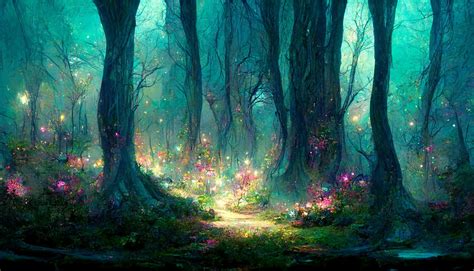 Download Magical Forest Forest Painting Royalty Free Stock