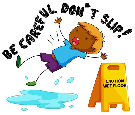 Caution Sign For Wet Floor With Boy Falling 413248 Vector Art At Vecteezy