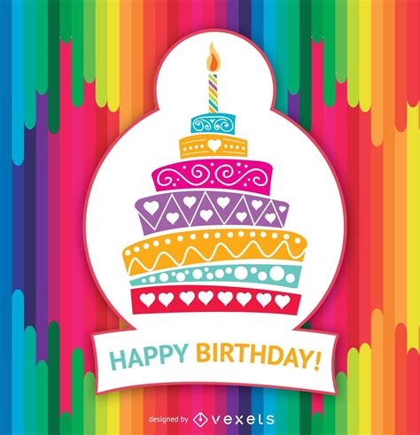 Colorful Happy Birthday Cake Poster Template For Free