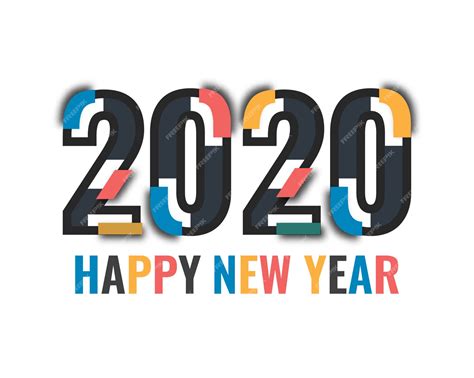 Premium Vector Happy New Year 2020 Logo Text