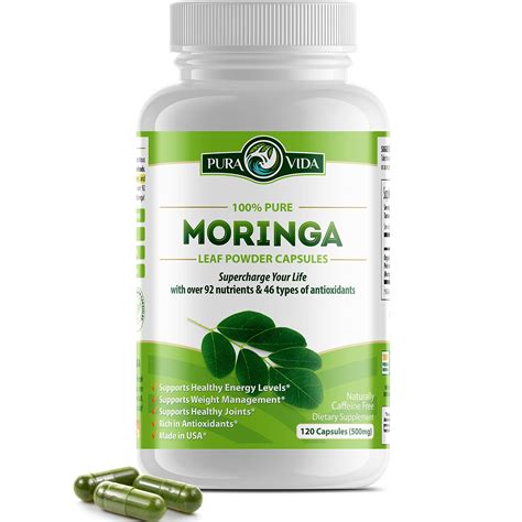 Moringa Capsules By Pura Vida Moringa Organic Moringa Powder