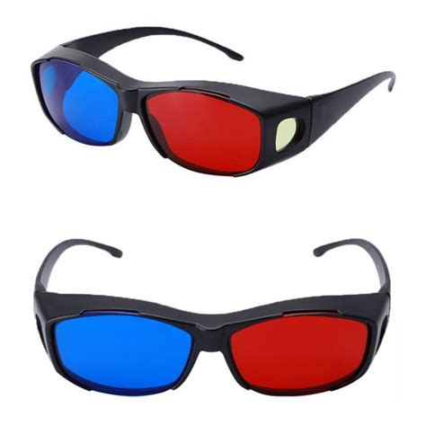 Universal 3d Plastic Glasses Black Frame Red Blue Cyan 3d Anaglyph