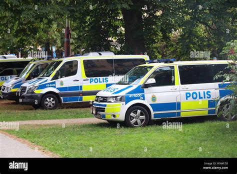Stockholm Sweden August 24 2018 Swedish Police Cars Parked In Stockholm Swedish Police
