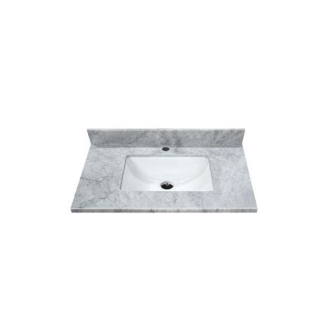 37 White Quartz Vanity Top With Rectangular Sink Bath Depot