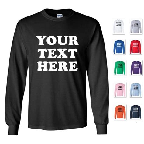 Personalized Custom Print Your Own Text On A Long Sleeve T Shirt Tee Mens Ebay