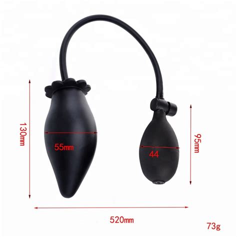 Unisex Tail Butt Plug Black Mini Size Inflation Anal Plug For Gay Anus