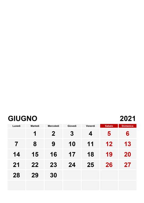 Calendario Giugno 2021 Calendariosu