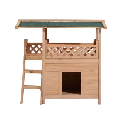 Plastic cat houses are easy to assemble, but don't always pack down easily if they're only needed still, wooden cat houses provide good weatherproofing and can be equally waterproof to plastic if. PawHut Cat House Puppy Pet Home Outdoor Garden Roof ...