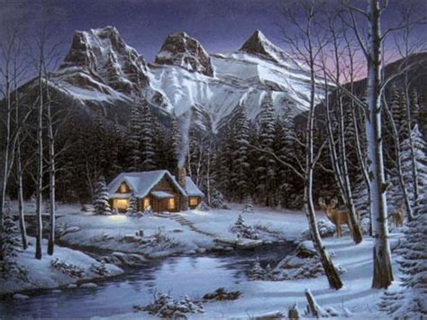 Old Paintings Of Cabins Winter Cabin Paintings Cabin In Canmore
