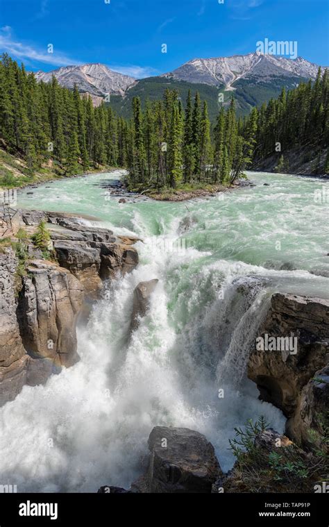 Upper Sunwapta Falls Athabasca River In Jasper National Park Canada