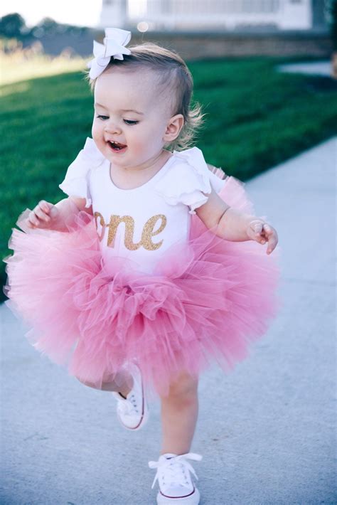 First Birthday Outfit Leotard And Tutu Dusty Rose Tutu And Gold One Flutter  Girl