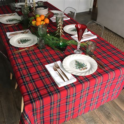 Red Tartan Plaid Tablecloth Christmas Tablecloth Christmas Plaid