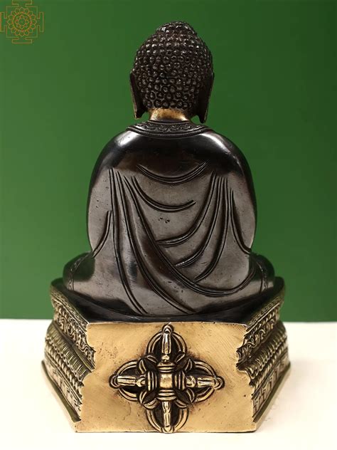 7 Brass Lord Buddha In Dhyana Mudra Seted On Pedestal Exotic India Art