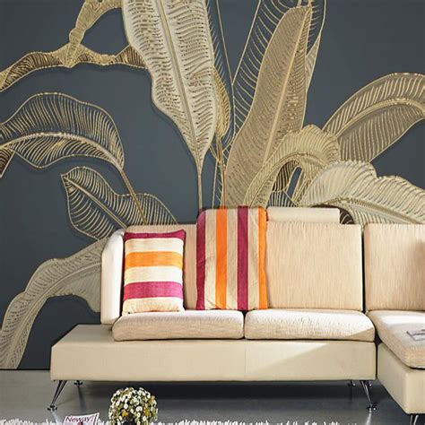 Mural Wallpaper Wall Sticker Covering Print Gold Tropical Palm Leaf