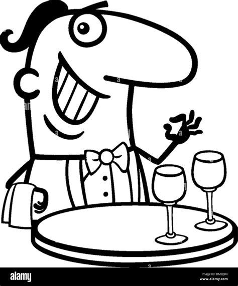 Waiter In Restaurant Cartoon Illustration Stock Vector Images Alamy