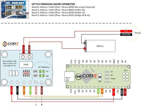 Sign in to save circuits to your circuit diagram account, or download them to keep offline. Wiring the i2C INA219 ZERO Drift, Bidirectional Current/Power Monitor with MCU | 14core.com