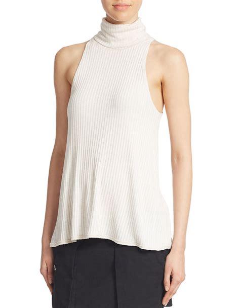 free people turtleneck tank top in oatmeal heather natural lyst
