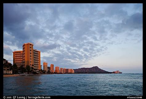 Picturephoto Skyline And Diamond Head Sunset Waikiki Honolulu