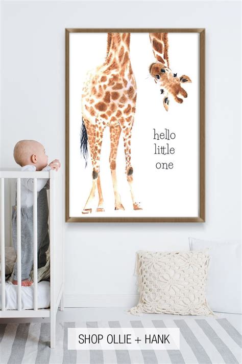 Giraffe Wall Art For Nursery Hello Little One Print Giraffe Nursery