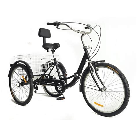 24″ Adult Tricycle With Basket 3 Wheel 7 Speed Seniors Trike Bike