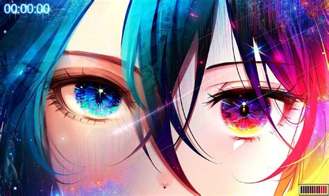 Face Eyes Anime Girls Heterochromia Colorful Frontal View