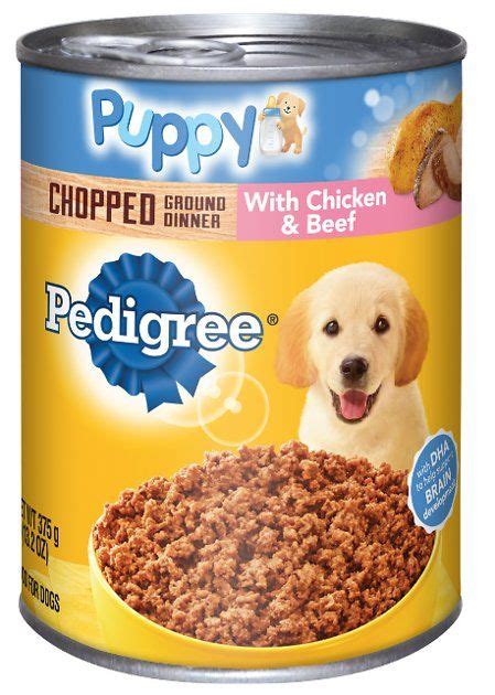 Find the right food for your puppy. PEDIGREE Puppy Chopped Ground Dinner With Chicken & Beef ...