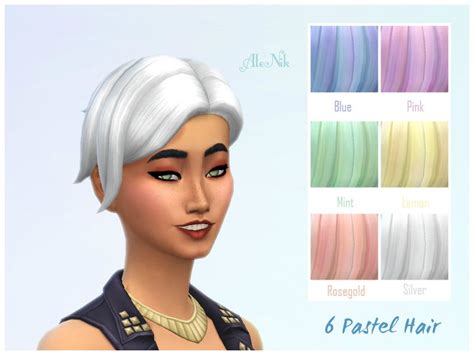 6 Pastel Recolors Of This Base Game Hair Found In Tsr Category Sims 4