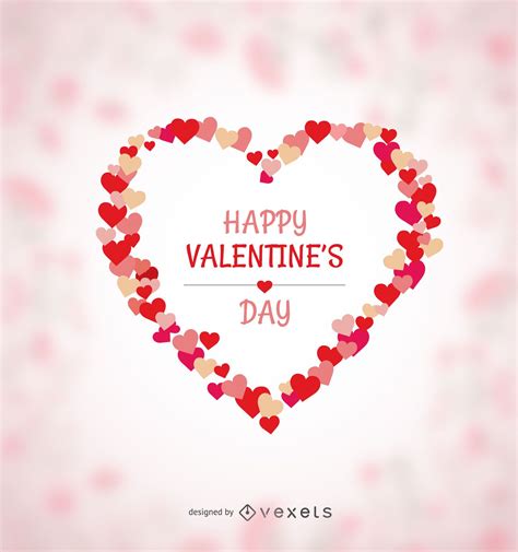 Happy Valentines Heart Made Of Hearts Vector Download