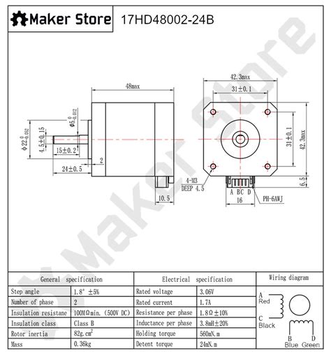 Nema 17 Stepper Motor 560mnm Version B Maker Store Pty Ltd