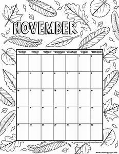 November Coloring Calendar 2019 Coloring Pages Printable
