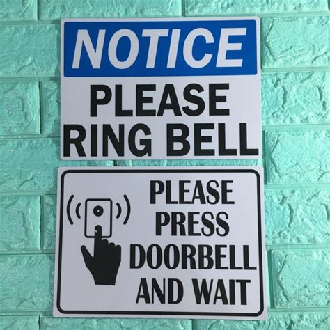 Pvc Notice Please Ring Bell Please Press Doorbell And Wait Signage For