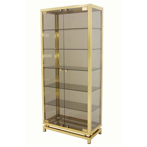 Modern Solid Brass Glass Curio Cabinet Display Case Vitrine At 1stdibs Brass And Glass Curio