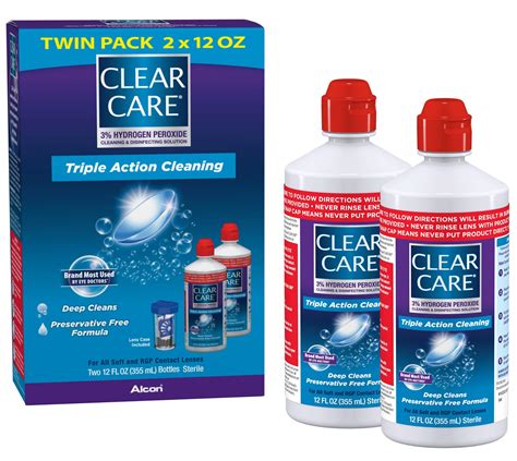 Clear Care Cleaning Solution With Lens Case Twin Pack 12 Ounces Each