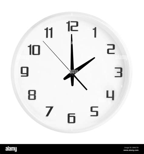 White Round Office Clock Showing Two Oclock Isolated On White