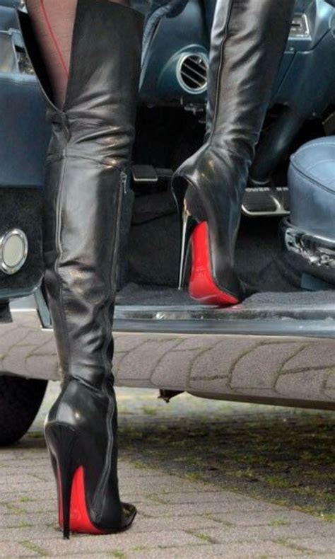 stilettoheels high heel boots leather thigh boots heeled boots